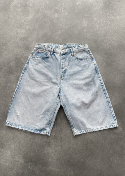 AKIMBO 801 BAGGY DISTRESSED DENIM SHORT - LIGHT WASH