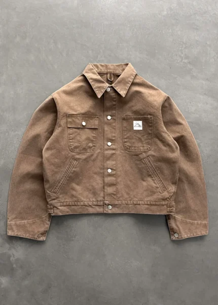 AKIMBO CROPPED CHORE JACKET - BROWN