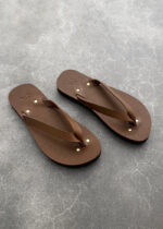 AKIMBO LEATHER FLIP FLOPS - BROWN
