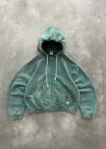AKIMBO THRASHED ZIP-UP HOODIE - SUN FADED GREEN