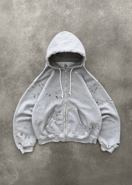 AKIMBO "WATCH-PEEKER" ZIP-UP HOODIE - HEATHER GREY