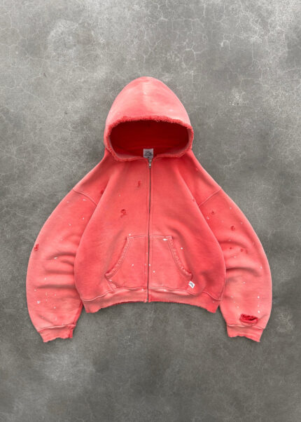 AKIMBO "WATCH-PEEKER" ZIP UP HOODIE - SUN FADED RED