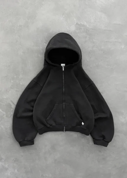 AKIMBO ZIP-UP HOODIE - BLACK