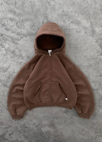 AKIMBO ZIP-UP HOODIE - COFFEE