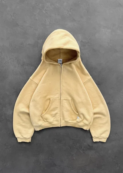 AKIMBO ZIP-UP HOODIE - SUN FADED YELLOW